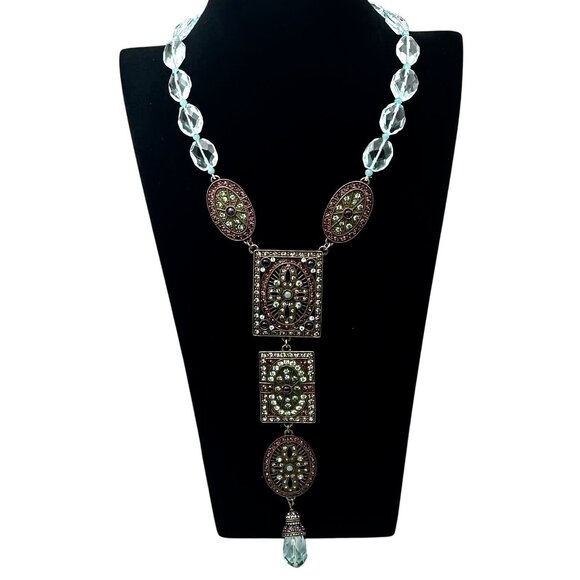 Heidi Daus America Sophisticate Pastel Crystal Bronze Necklace 16 to 20 Inch - Picture 1 of 4